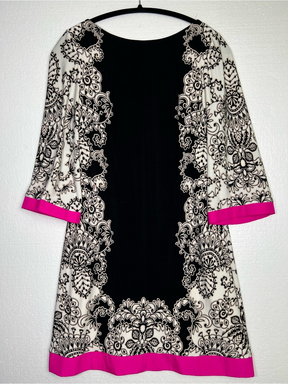 Eliza J black white pink borders dress size 6 p